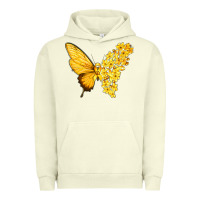 Pigment Pistachio flowers and childhood cancer ribbon butterfly Urban Hoodie - texasbilliewilder