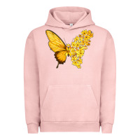 Pigment Salmon flowers and childhood cancer ribbon butterfly Urban Hoodie - texasbilliewilder
