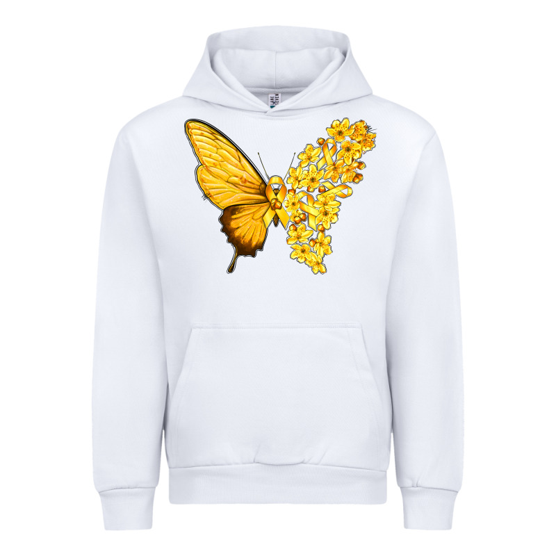Flowers And Childhood Cancer Ribbon Butterfly Urban Hoodie by texasbilliewilder | Teevron