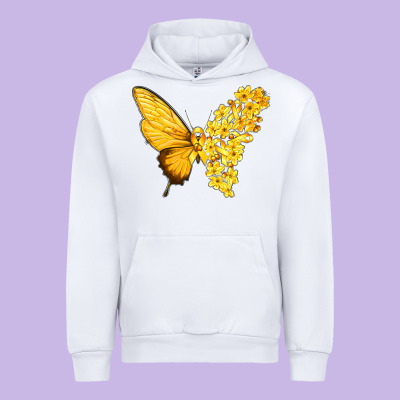 Flowers And Childhood Cancer Ribbon Butterfly Urban Hoodie Designed By Texasbilliewilder