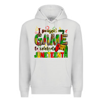 Dove Grey I paused my game to celebrate Juneteenth Premium Hoodie - Zillion Design Studio