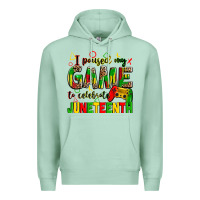 Seafoam I paused my game to celebrate Juneteenth Premium Hoodie - Zillion Design Studio
