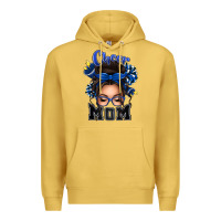 Antique Gold cheer mom messy bun Premium Hoodie - texasbilliewilder