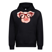 Black pig with red glasses Urban Hoodie - RanaPortraitStore
