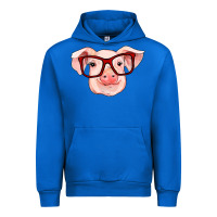 Cobalt pig with red glasses Urban Hoodie - RanaPortraitStore