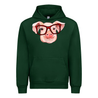 Forest Green pig with red glasses Urban Hoodie - RanaPortraitStore