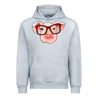 Heather Grey pig with red glasses Urban Hoodie - RanaPortraitStore