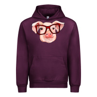 Mauve Wine pig with red glasses Urban Hoodie - RanaPortraitStore
