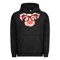 Pigment Black pig with red glasses Urban Hoodie - RanaPortraitStore