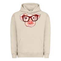 Pigment French Oak pig with red glasses Urban Hoodie - RanaPortraitStore