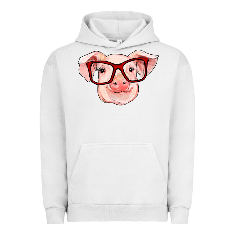 Pig With Red Glasses Urban Hoodie by RanaPortraitStore | Teevron