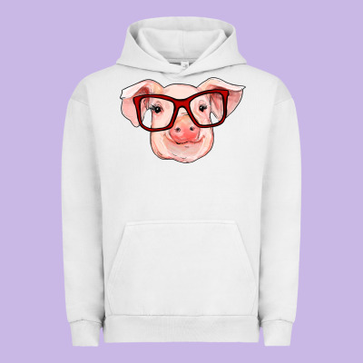 Pig With Red Glasses Urban Hoodie Designed By Ranaportraitstore
