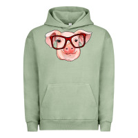 Pigment Oil Green pig with red glasses Urban Hoodie - RanaPortraitStore