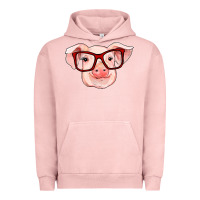 Pigment Salmon pig with red glasses Urban Hoodie - RanaPortraitStore