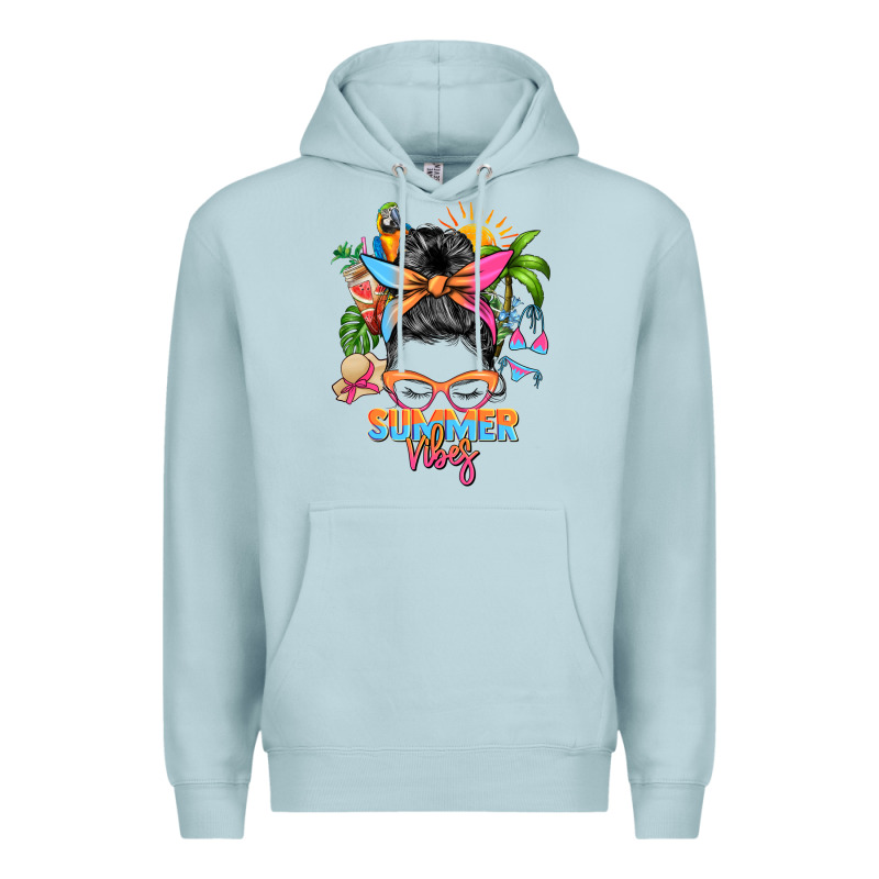 Summer Vibes Messy Bun Premium Hoodie by Zillion Design Studio | Teevron