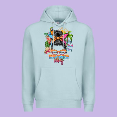 Summer Vibes Messy Bun Premium Hoodie Designed By Zillion Design Studio