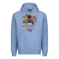 Colony Blue summer vibes messy bun Premium Hoodie - Zillion Design Studio