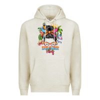 Oatmeal Heather summer vibes messy bun Premium Hoodie - Zillion Design Studio