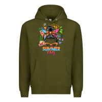 Army Green summer vibes messy bun Premium Hoodie - Zillion Design Studio