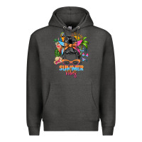 Charcoal Heather summer vibes messy bun Premium Hoodie - Zillion Design Studio