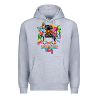 Heather Grey summer vibes messy bun Premium Hoodie - Zillion Design Studio