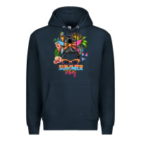 Navy summer vibes messy bun Premium Hoodie - Zillion Design Studio