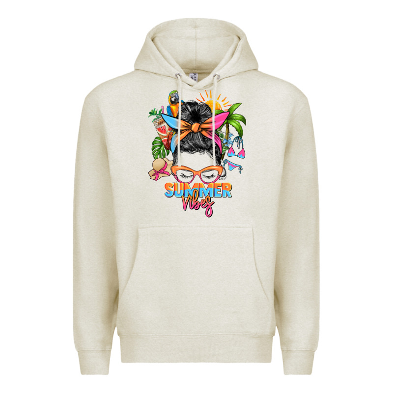 Summer Vibes Messy Bun Premium Hoodie by Zillion Design Studio | Teevron