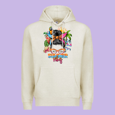 Summer Vibes Messy Bun Premium Hoodie Designed By Zillion Design Studio
