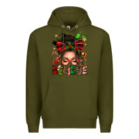 Army Green christmas believe afro messy bun Premium Hoodie - texasbilliewilder