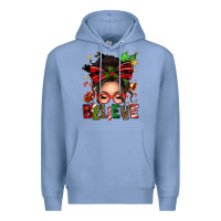 Colony Blue christmas believe afro messy bun Premium Hoodie - texasbilliewilder