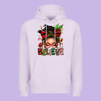 Christmas Believe Afro Messy Bun Premium Hoodie Designed By Texasbilliewilder