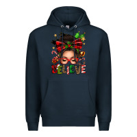 Navy christmas believe afro messy bun Premium Hoodie - texasbilliewilder