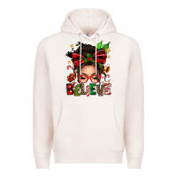 Pale Pink christmas believe afro messy bun Premium Hoodie - texasbilliewilder