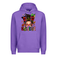 Purple christmas believe afro messy bun Premium Hoodie - texasbilliewilder