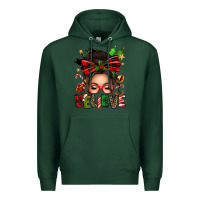 Sports Green christmas believe afro messy bun Premium Hoodie - texasbilliewilder