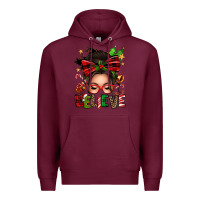 Burgundy christmas believe afro messy bun Premium Hoodie - texasbilliewilder