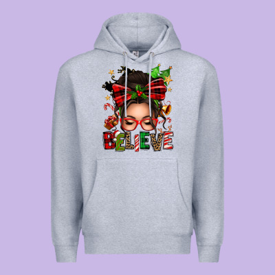 Christmas Believe Afro Messy Bun Premium Hoodie Designed By Texasbilliewilder