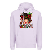 Lilac christmas believe afro messy bun Premium Hoodie - texasbilliewilder