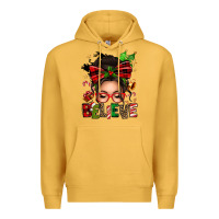 Mustard christmas believe afro messy bun Premium Hoodie - texasbilliewilder