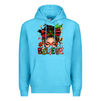Ocean Blue christmas believe afro messy bun Premium Hoodie - texasbilliewilder