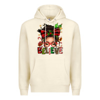Sandshell christmas believe afro messy bun Premium Hoodie - texasbilliewilder