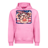 Fuchsia Pink american flag pig Urban Hoodie - RanaPortraitStore