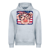 Heather Grey american flag pig Urban Hoodie - RanaPortraitStore