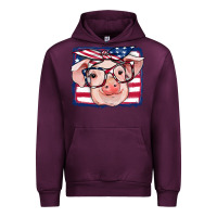 Mauve Wine american flag pig Urban Hoodie - RanaPortraitStore