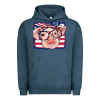 Pigment Midnight Navy american flag pig Urban Hoodie - RanaPortraitStore