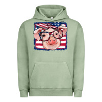 Pigment Oil Green american flag pig Urban Hoodie - RanaPortraitStore