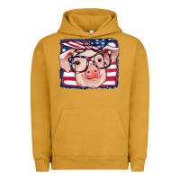 Pigment Peanut Butter american flag pig Urban Hoodie - RanaPortraitStore