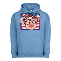 Pigment Pebble Blue american flag pig Urban Hoodie - RanaPortraitStore