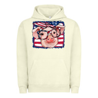 Pigment Pistachio american flag pig Urban Hoodie - RanaPortraitStore