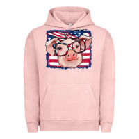Pigment Salmon american flag pig Urban Hoodie - RanaPortraitStore